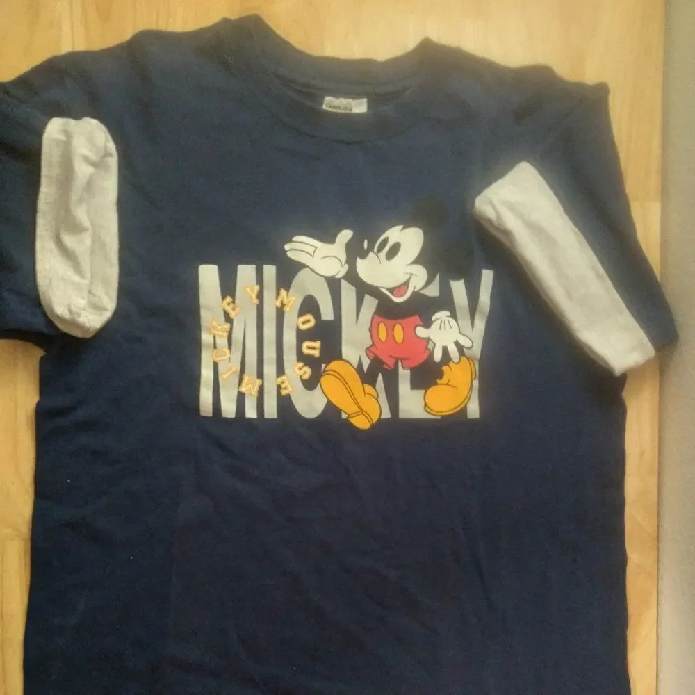 Vintage 90s Mickey Mouse Double Sleeve T-Shirt